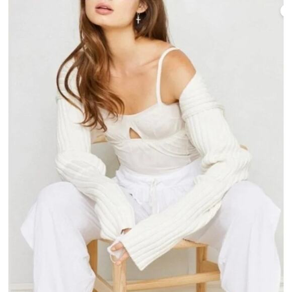 We are HAH x Revolve Under the Wire Ivory Mesh Bodysuit XS NWT - Picture 1 of 7